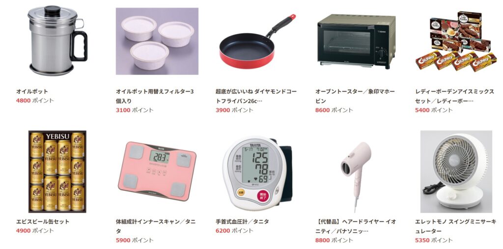 ヨシケイポイントの景品例