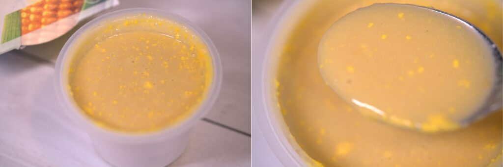 野菜をMOTTOの冷たいコーンスープ