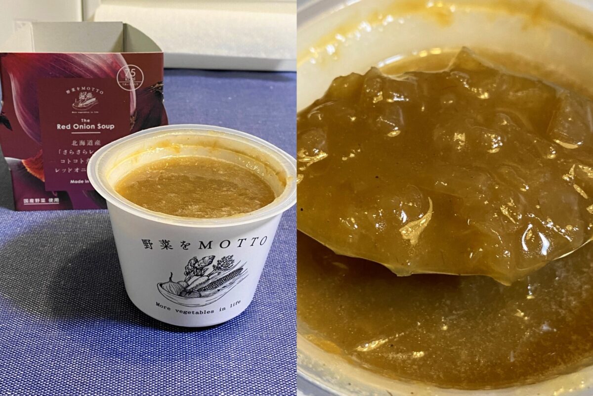 野菜をMOTTOのオニオンスープ