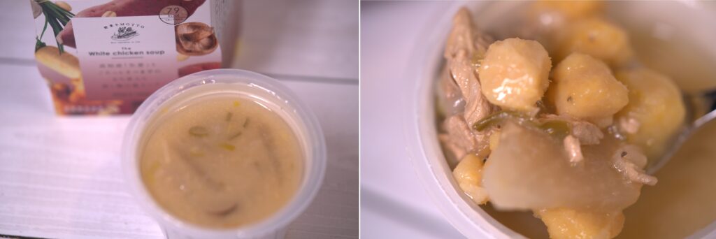 野菜をMOTTOの鶏白湯のスープ